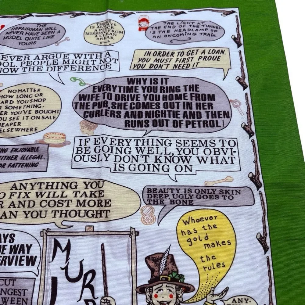 Vintage Murphys Law Irish Tea Towel Cotton McCaw Allan Ireland Leprechaun